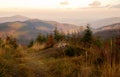 Autumn panorama in the Beskid mountains, Poland Royalty Free Stock Photo